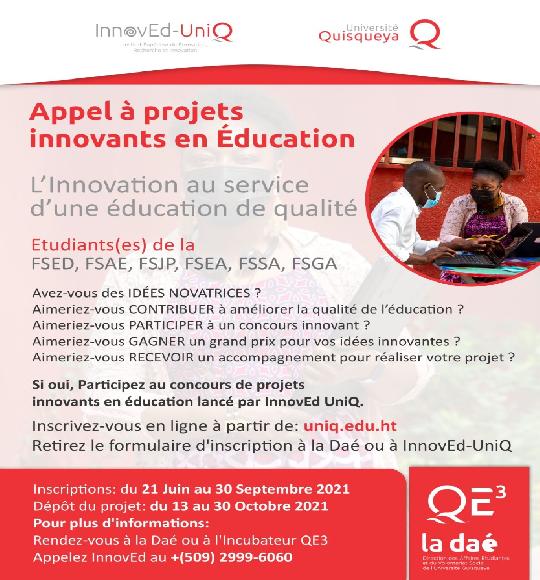 Participez au Concours de projets innovants en éducation proposé par InnovEd-UniQ