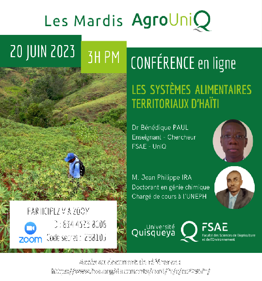 Mardis AgroUniQ sur Les systèmes alimentaires territoriaux d'Haïti