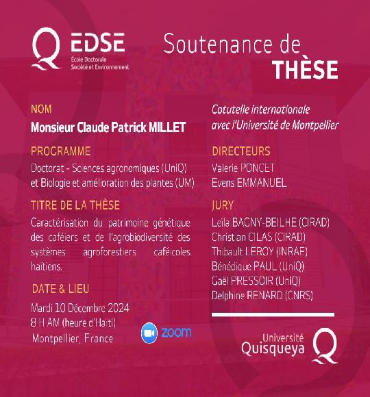 Soutenance de Thèse de Doctorat (en cotutelle avec l'Université de Montpellier)
